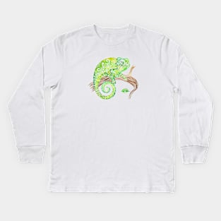 Swirly Chameleon Kids Long Sleeve T-Shirt